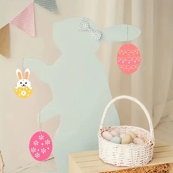 Winter Poetry Wooden Easter Hanging Ornaments 30pcs – DIY Kids Craft Egg Decorations, Paintable Wood Slices, Tabletop and Party Holiday Display