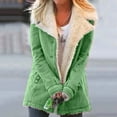 thumbnail image 1 of Winter Polyester Long Sleeve Fleece Jackets for Women Green Cover-Up Lapel Plus Jacket Warm Outwearcoat Lapels PlushButton Composite Size Women's Coat XXL, 1 of 1
