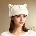 thumbnail image 1 of Winter Pompom Beanie Hats for Women Fluffy Knit Womens Beanie Faux Fur Crochet Skull Cap Warm Bucket Outdoor Ear Cover Berets, 1 of 4
