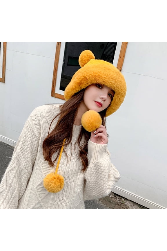 Winter Pompom Hats For Women Knit Womens Crochet Hat Warm Bucket Outdoor Ear Cover Trucker Winter Hat Hat with Ear for Women Tr Hat Trapper Hat Big Men D Y Trapper Hat Gentleman Hat Mad Hat Men Men's