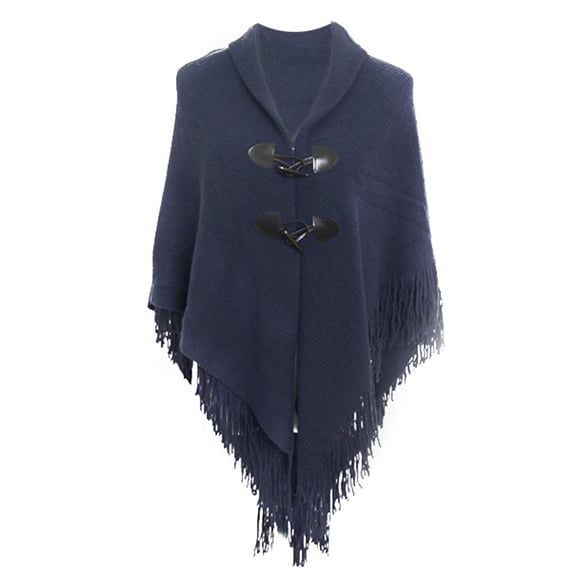 Winter Poncho Cloak Shawl Wrap Poncho With Button Women Shawl Wrap ...