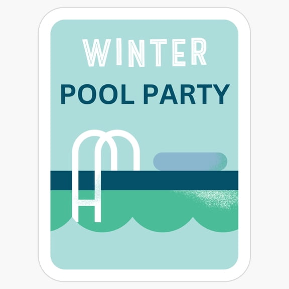 Winter Pool Party Cold Water Swimming Extreme Sport Sticker