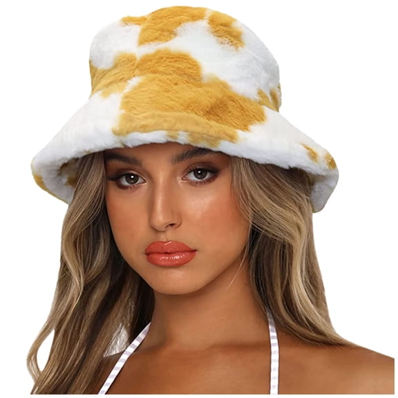 Winter Printed Thick Bucket Warm Hat Bucket Cap Basin Hat For Women Men