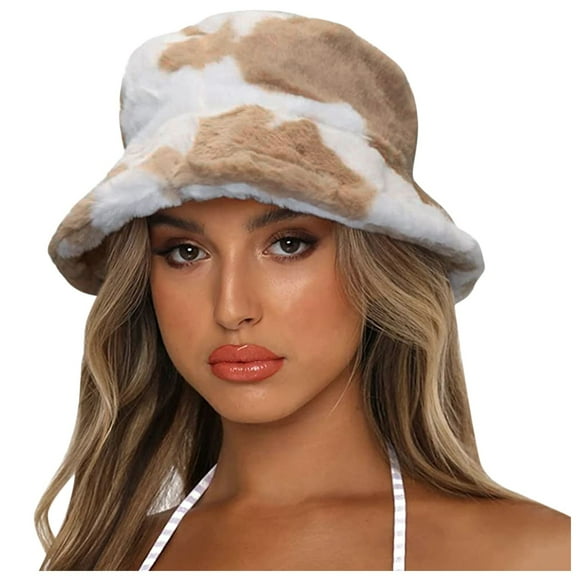 Winter Printed Thick Bucket Warm Hat Bucket Cap Basin Hat For Women Men