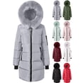 thumbnail image 1 of Winter Puffer Coats for Women Mid-Length,Detachable Big Hood Collar Zip Up Quilted Parka,Windproof Warm Thick Cold Weather Jacket with Rib Cuffs and Multi Pockets, 1 of 8