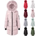 thumbnail image 1 of Winter Puffer Coats for Women Mid-Length,Detachable Big Hood Collar Zip Up Quilted Parka,Windproof Warm Thick Cold Weather Jacket with Rib Cuffs and Multi Pockets, 1 of 5