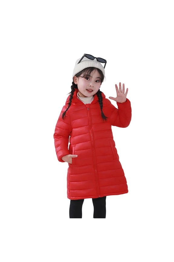 Winter Puffer Jacket for Girls Boys Down Extra Warm Long Padded Coat Thickened Kids Youth with Knee Length Outerwear Coats 7-8 Years