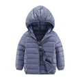 thumbnail image 1 of Winter Puffer Jacket for Kids with Pocket Long Sleeve Zip up Hooded Outwear Jacket Clothes Gray 140, 1 of 3