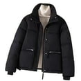 thumbnail image 1 of Winter Puffer Jacket for Women Lightweight Zip Up Jacket Short Quilted Coat with Zipper Pockets Black XL, 1 of 4