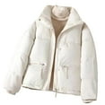 thumbnail image 1 of Winter Puffer Jacket for Women Lightweight Zip Up Jacket Short Quilted Coat with Zipper Pockets White M, 1 of 6