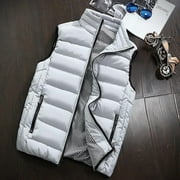 Winter Puffer Vest For Men,Lightweight Clearance Men Autumn Winter Coat Padded Cotton Vest Warm Hooded Thick Vest Tops Jacket