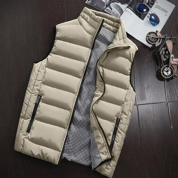 Winter Puffer Vest For Men,LightweightMen Autumn Winter Coat Padded Cotton Vest Warm Hooded Thick Vest Tops Jacket