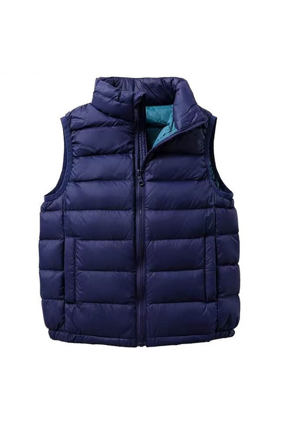 Winter Puffer Vest for Kids Boys Girls Quilted Sleeveless Zip Up Jacket with Pockets Toddlers Warm Outerwear, Blue