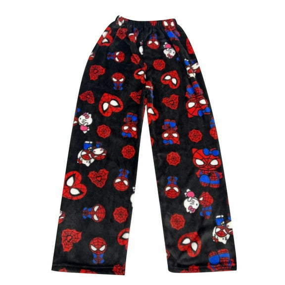 Winter Pyjamas Flannel Trousers Anime Cartoon Casual Trousers Autumn Red,160