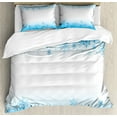 thumbnail image 1 of Winter Queen Size Duvet Cover Set, Abstract Ornaments Snowflakes Cold Weather Season Frozen Water Illustration, Decorative 3 Piece Bedding Set with 2 Pillow Shams, Sky Blue White, by Ambesonne, 1 of 3