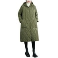 thumbnail image 1 of Winter Quilted Jacket for Women Lightweight Button Down Coats Hooded Puffer Padded with Pockets Olive Green M, 1 of 4
