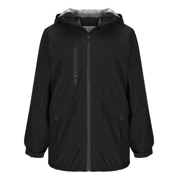 Winter Rain Coats for Women Waterproof Ski Jackets Snow Coat Warm Fleece Rain Jacket Hood Windbreaker with Pockets Black M