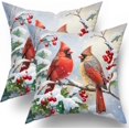 thumbnail image 1 of Winter Red Bird Throw Pillow Cover Set of 2 20x20 Inch Winter Christmas Pillowcase Nature Birds Scene Cushion Covers Farmhouse Pillow Protector for Home Bedroom Sofa, 1 of 6