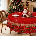 thumbnail image 1 of Winter Red Bow Christmas Round Tablecloth,60 Inch,Washable Table Cover for Holiday Dining Party Kitchen Decor, 1 of 6