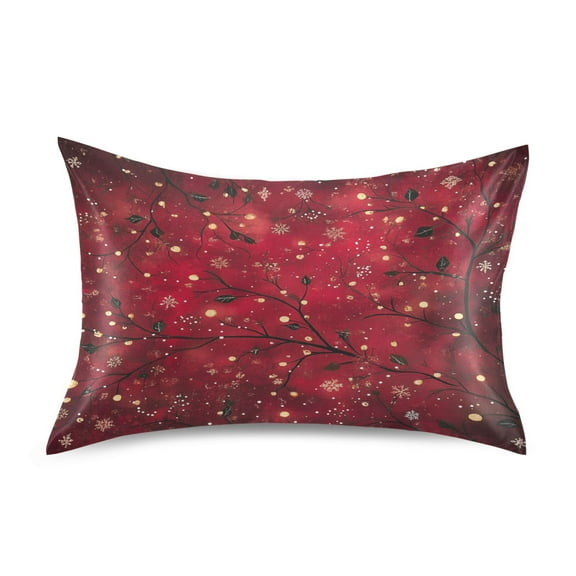 Winter Red Flowers Luxury Silky Soft Pillowcase Standard Size Wrinkle Resistant Envelope Closure 20x26in