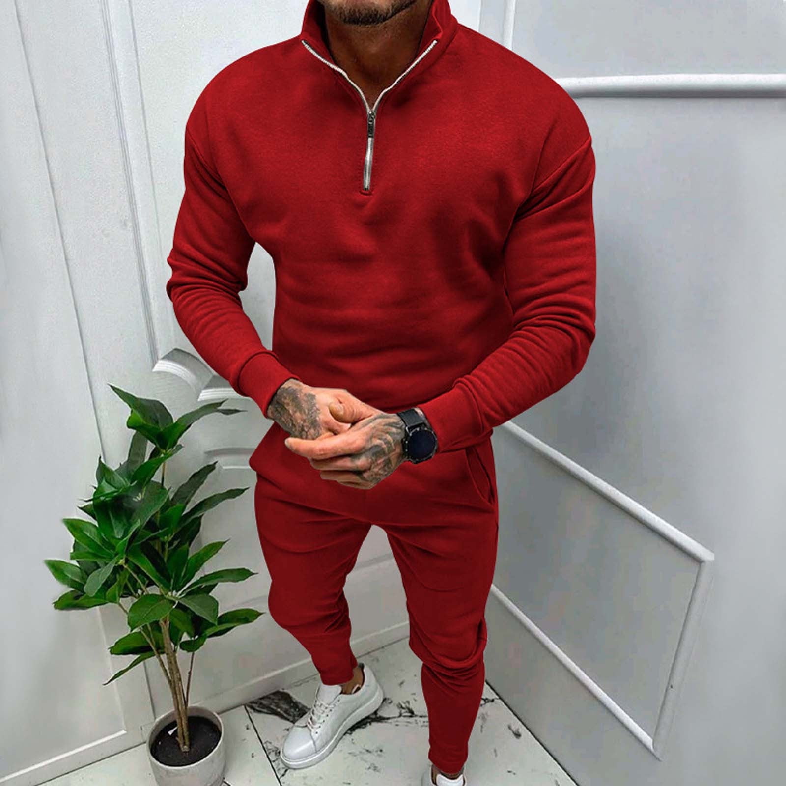 Winter Red Mens Outfits 2 Piece Dress Men'S Fashion Autumn