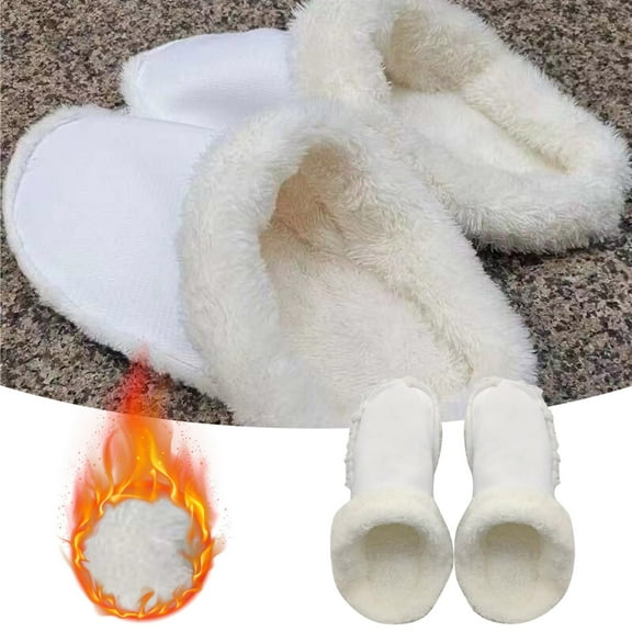 Winter Replacement Insoles, Warm Insoles , Unisex Home Slippers Insert - Removable, Washable - For Shoes, Boots, Slippers,White,10.24 Inch