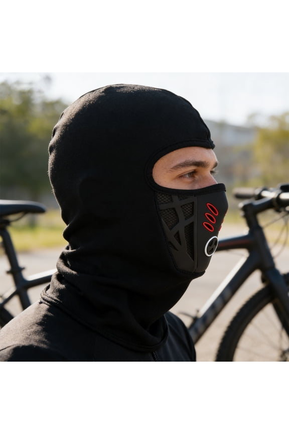 Winter Rider Warm Anti-Haze Balaclava Full Face Mask, Winter Rider Face Mask, Anti Fog & Windproof Face Mask, Breathable for Outdoor Sport Cycling Motorcycling Black-Red