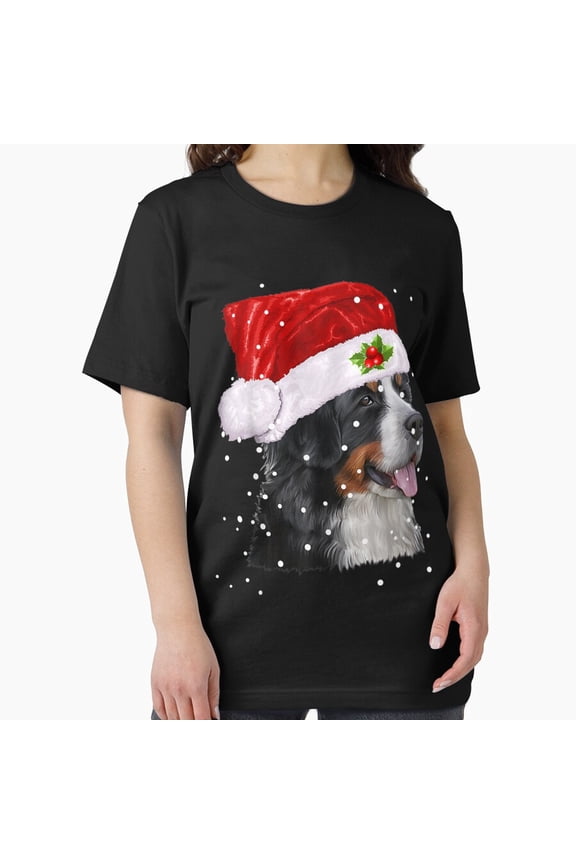 Winter Ridge Bernese Mountain Dog Christmas Holiday Graphic Unisex T-Shirt, up to size 5XL