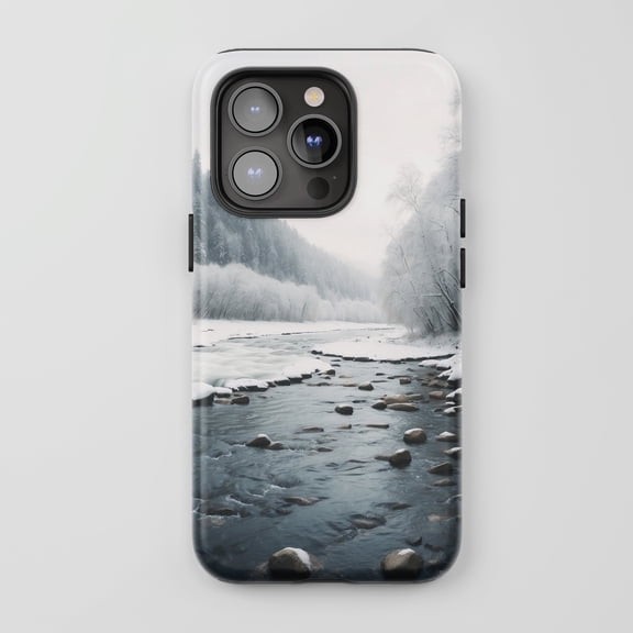 Winter River Landscape For All iPhone Series Tough Phone Case Nature Design