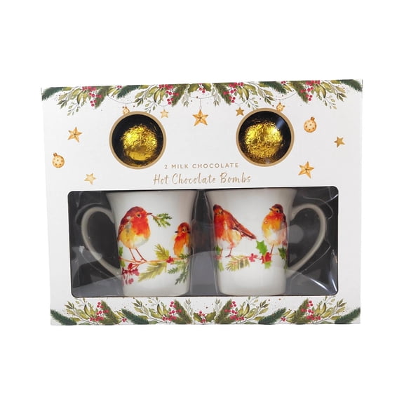 Winter Robin Hot Chocolate Bomb Mug Set of 2 | Christmas Mug Set, Christmas Gifts
