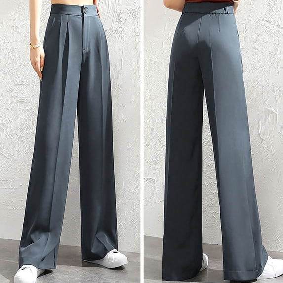 Winter Rollback! Lulshou Womens Pants,SalePlus Size Women Pants,Women's Fashion Casual Full-Length Loose Pants Solid High Waist Trousers Long Straight Wide Leg Pants Flash Picks/Gray 4(S)