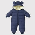 thumbnail image 1 of Winter Romper for Baby Boys Girls Warm Down Jumpsuit Double Zip Hooded Jacket Thicken Coat Snowsuit Navy 2-3 Years, 1 of 7