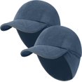 thumbnail image 1 of Winter Running Baseball Cap Women Fleece Ponytail Hat with Ear Flaps Reflective Design 2Pack, 1 of 6