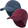 thumbnail image 1 of Winter Running Baseball Cap Women Fleece Ponytail Hat with Ear Flaps Reflective Design 2Pack, 1 of 6