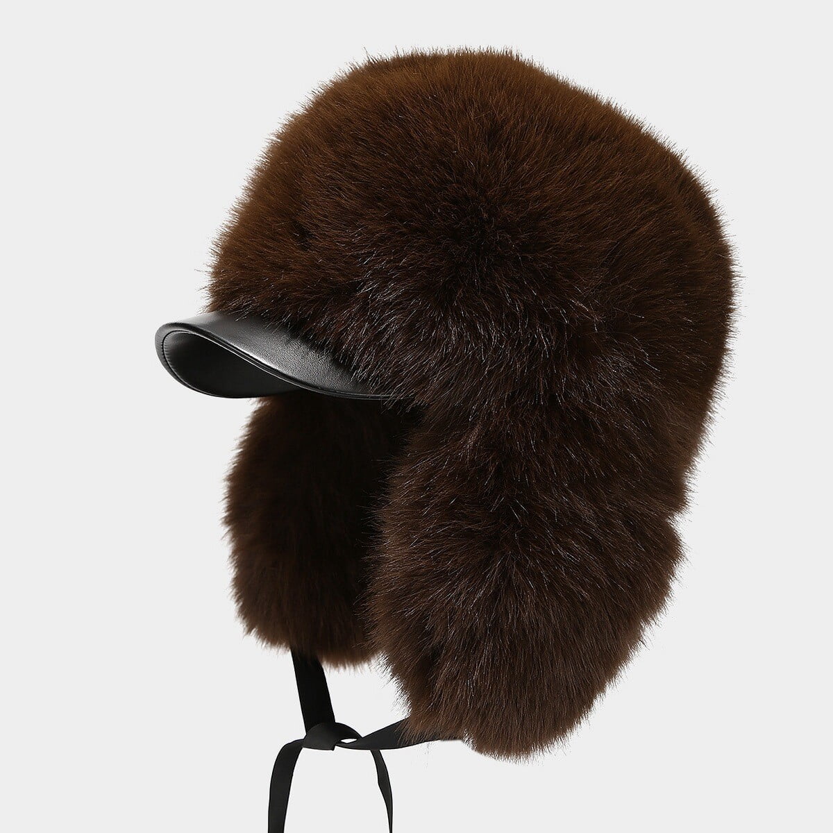 Winter Russian Trapper Hat Men Faux Fur Aviator Cap Warm Skiing Bomber Earflap