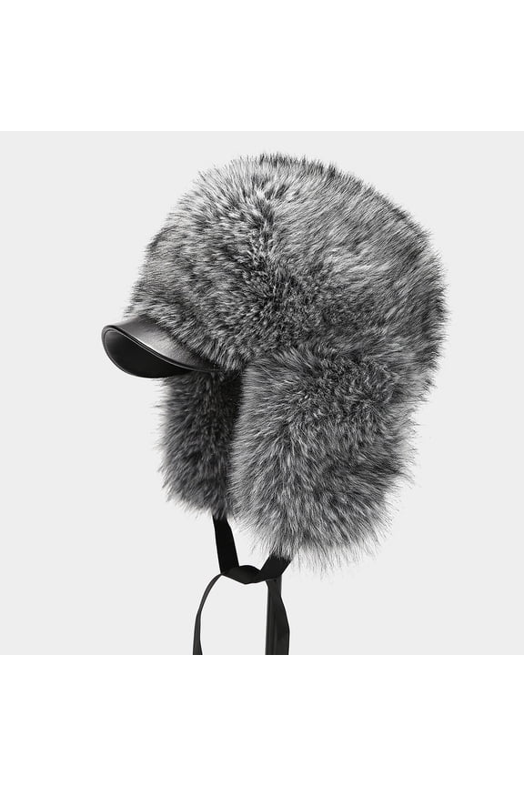 Winter Russian Trapper Hat Men Faux Fur Aviator Cap Warm Skiing Bomber Earflap