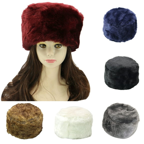 Winter Russian Women Men Fluffy Faux Fur Solid Color Ear Warmer Hat Beanie Cap