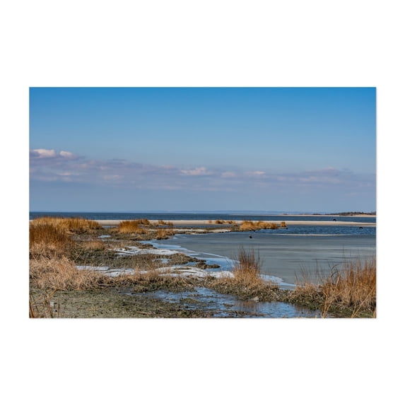 Winter at Sandy Hook Bay - Middletown Township New Jersey Photography Coast Landscape Nature Seascape Wilderness Scenic Beach Unframed Wall Art Print 32 x 48 inches