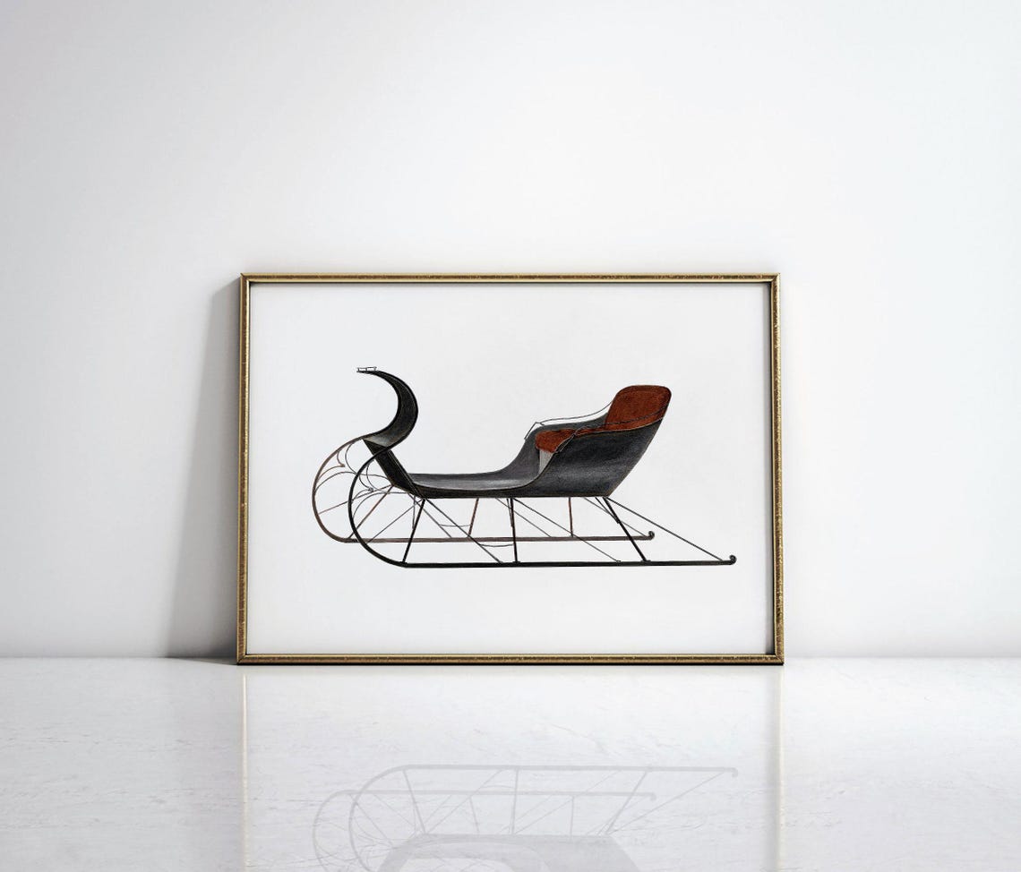 Winter Santa Sleigh Wall Art, Rustic Winter Print, Decor, Winter ...