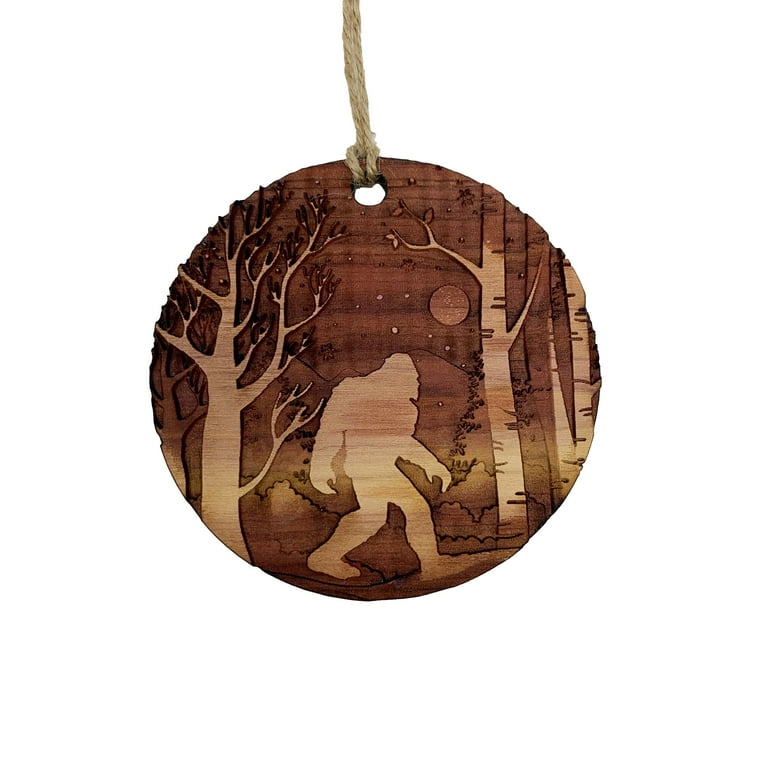 Winter Sasquatch Bigfoot - Raw Cedar Ornament 3x3in Winter Sasquatch Bigfoot - Raw Cedar Ornament 3x3in