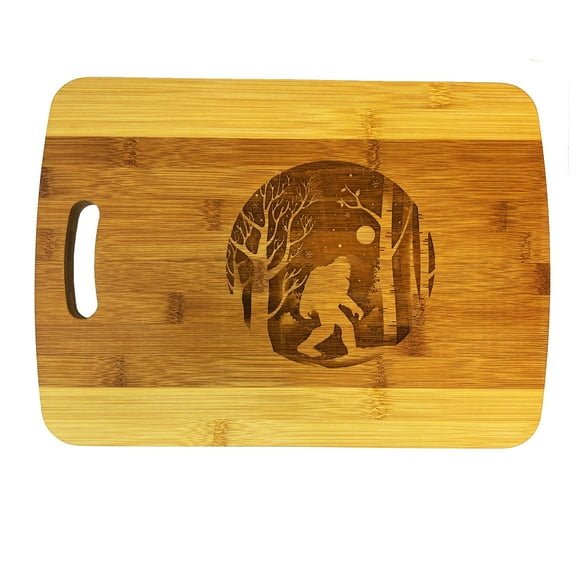 Winter Sasquatch Cutting Board 14''x9.5''x.5'' Bamboo