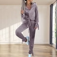 thumbnail image 1 of Winter Save Big! Kiplyki Women's Gym Sport Suit Fashionable Color Hooded Sweater Gold Velvet Sports Casual Pants Set, 1 of 7