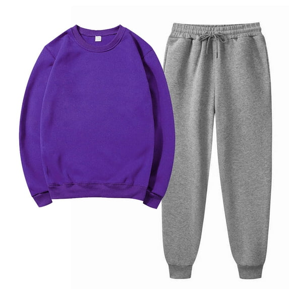 Winter Save Big! Kiplyki Women's Gym Sport Suit Solid Round Neck Pullover Casual Sports Pants Sports Set