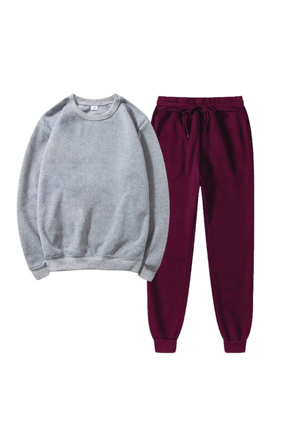 Winter Save Big! Kiplyki Women's Gym Sport Suit Solid Round Neck Pullover Casual Sports Pants Sports Set