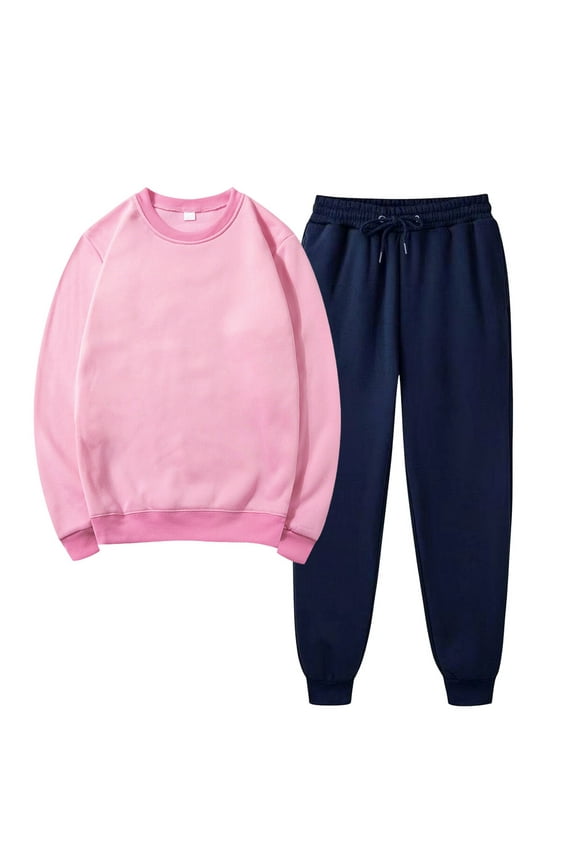 Winter Save Big! Kiplyki Women's Gym Sport Suit Solid Round Neck Pullover Casual Sports Pants Sports Set