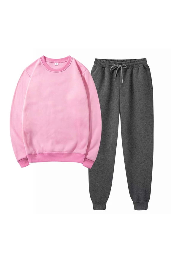 Winter Save Big! Kiplyki Women's Gym Sport Suit Solid Round Neck Pullover Casual Sports Pants Sports Set