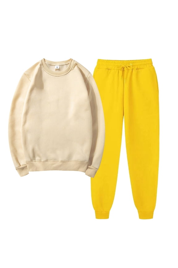 Winter Save Big! Kiplyki Women's Gym Sport Suit Solid Round Neck Pullover Casual Sports Pants Sports Set