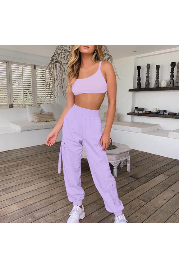 Winter Save Big! Kiplyki Women's Gym Sport Suit Sports Color Camisole Two-Piece High Waist Pants Casual Suit Spring