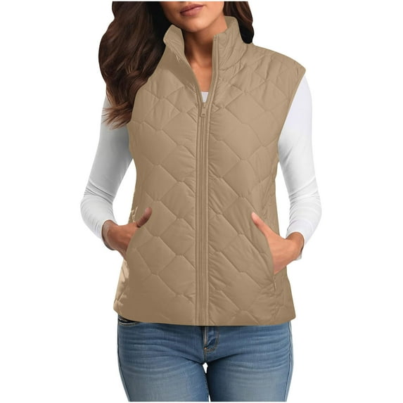 Winter Saving Beifu Winter Vest for Women Womens Quilted Vest Winter Warm Sleeveless Jackets Fall Fashion Zip Up Puffy Coat Fall Fashion Must Haves