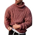 thumbnail image 1 of Winter Saving Clearance 2024 Fall Sweaters for Men Clearance, Men's Winter High Neck Warm Outdoor Long Sleeve Knitted Sweater Top, 1 of 3